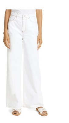 ba&sh Womens Csoul Wide Leg Ecru Denim Jeans Light Wash High Rise Boho SZ S