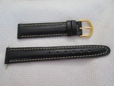 GENUINE leather watchstrap watch band strap 18mm GOLD black grain contrast