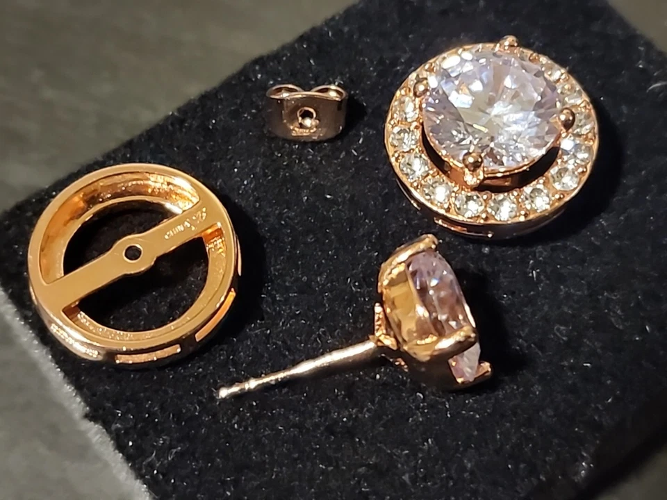 Par de pendientes perforados con halo de Joan Boyce HSN NUEVOS EN CAJA en plata chapada en oro rosa Foto 4 de 4