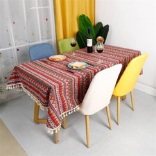 1X Vintage Tablecloth Boho Table Cover Tassel for Dining Room Home Decor Ethnic