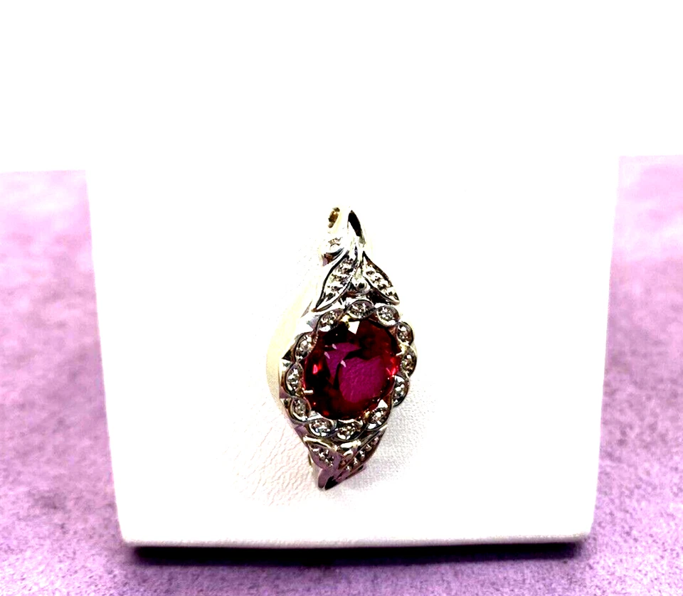 14kt White Gold .06 CTW SI1, I-J Synthetic Ruby Watch Pendant I-92184 - Image 2 of 4