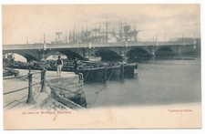 Queen's Bridge Belfast Barge Boats Mooring on River Lagan Northern Ireland UK