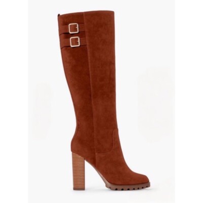 Justfab Cognac Madison Lug Sole Boots Size 11 Reg