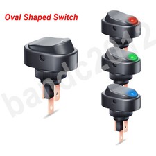 3Pcs 12V Toggle Switch 3 Pin ON OFF LED Oval Shaped Rocker Switch for Car Boat