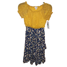 Speechless Kids Navy/ Mustard Floral Dress Size 8