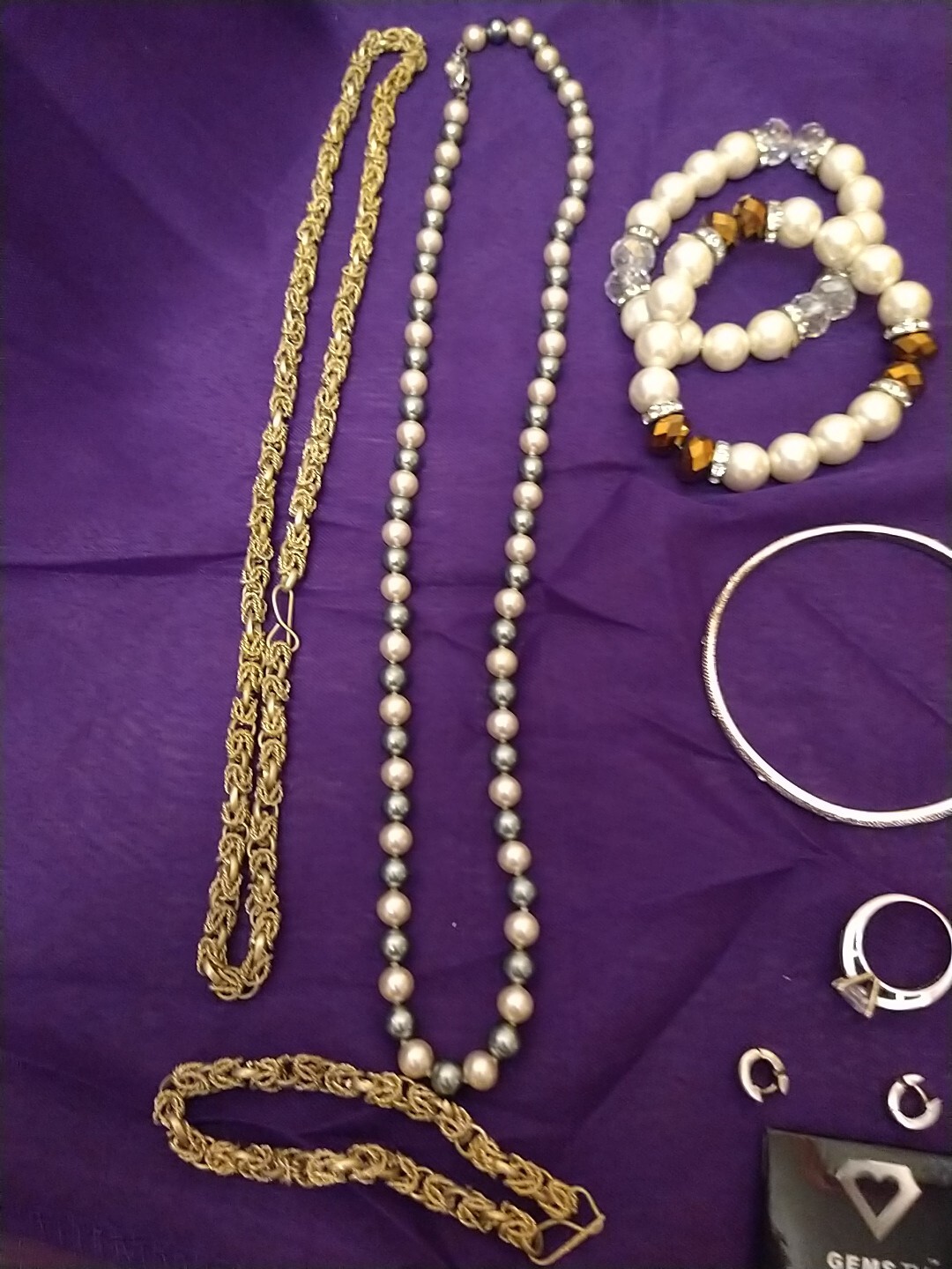 Job lot of old costume jewellery. Necklace and Bracelet Possibly Silver