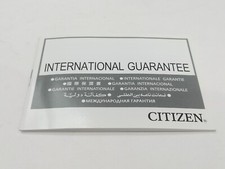 CITIZEN authentic International Guarantee Booklet