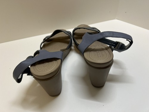 crocs blu leigh zeppa tacco tela cinturino regolabile slip on tg w10 #1 - Foto 7 di 14