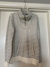 LL Bean Signature Striped Zip Neck Pullover Sweatshirt French Terry Cotton-S