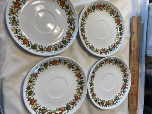 Vintage CENTURA BY CORNING Spice of Life Saucer Made in USA 6" set of FOUR