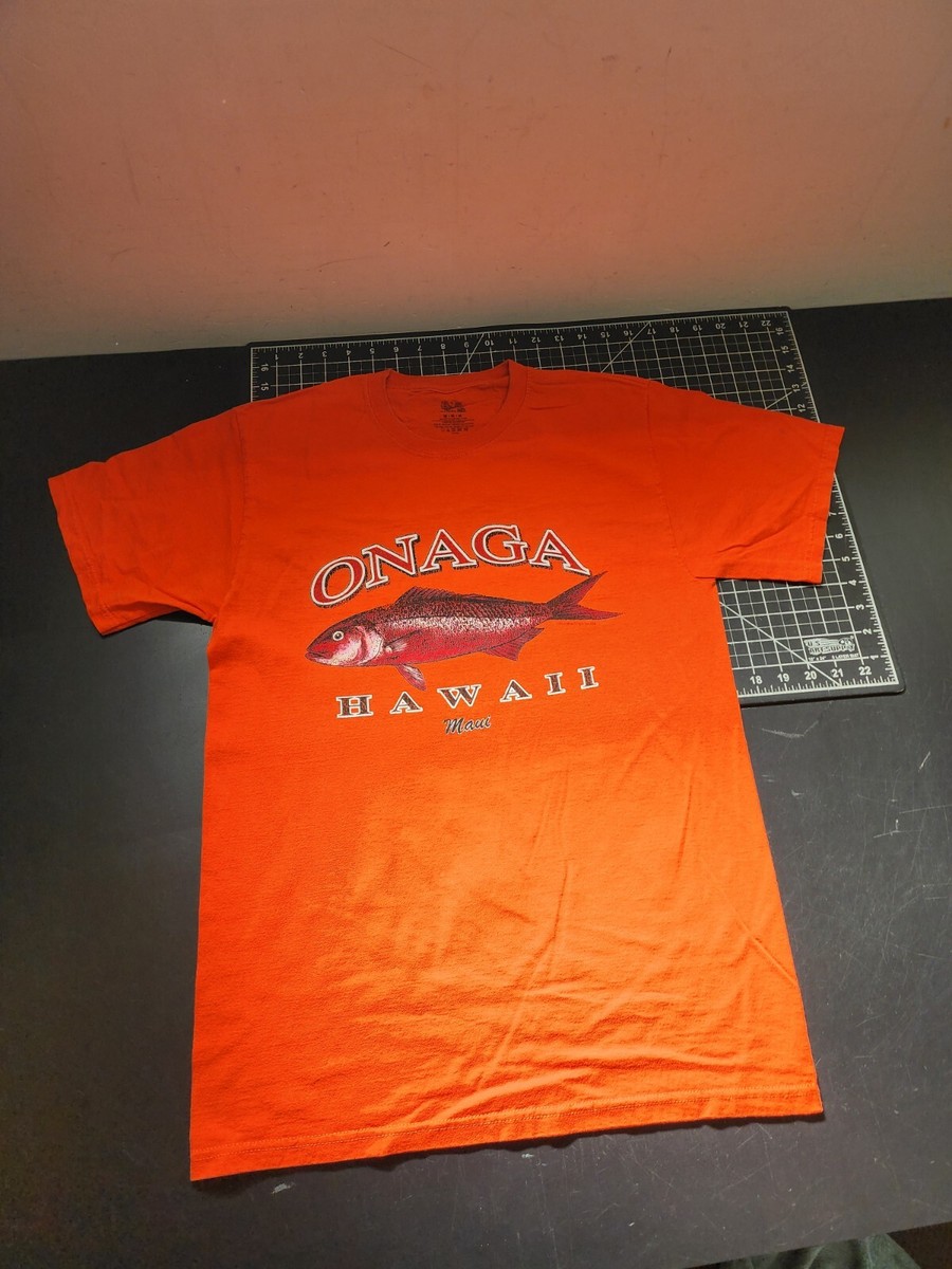 Onaga Hawaii Maui Fish Graphic Orange T Shirt Men