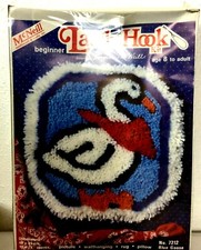 New Vintage Latch Hook kit 1984 McNeill Beginner Blue Goose duck 12"x12"