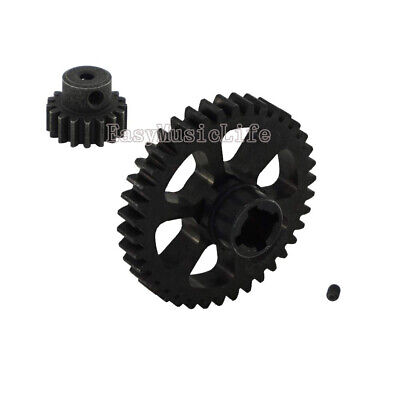 2pcs Metal Steel Diff Main Gear 38T & Motor Pinion Gear 17T for RC 1/18 WLtoys