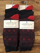 6x Pairs Larrson & Co Men's Socks Festive Holiday Winter Christmas New Free Ship