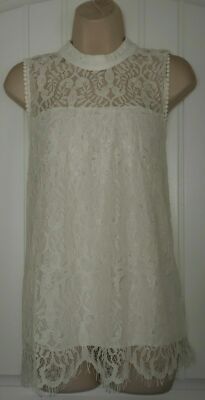 NWT Eve and Maddie Sleeveless Mock Neck Lace Blouse WHITE SIZE LARGE