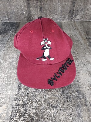 VTG 1991 Warner Bros Studio L Maroon Hat Cap Sylvester The Cat