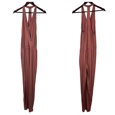 YFB YOUNG FABULOUS & BROKE size small pink jumpsuit wrap Pockets Cinched Waist