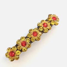 Michal Negrin Hair Clip Floral Yellow Orange Crystal Barrette Flowers Bold Spark