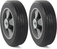 (2-Pack) 8" x 2" Flat Free Solid Rubber Tires, 3/4", 5/8", 1/2" Axles, for Dolly