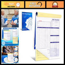 50 Set Job Work Order Invoice Forms - 2-Part Carbonless Receipt Book 8.5"x11