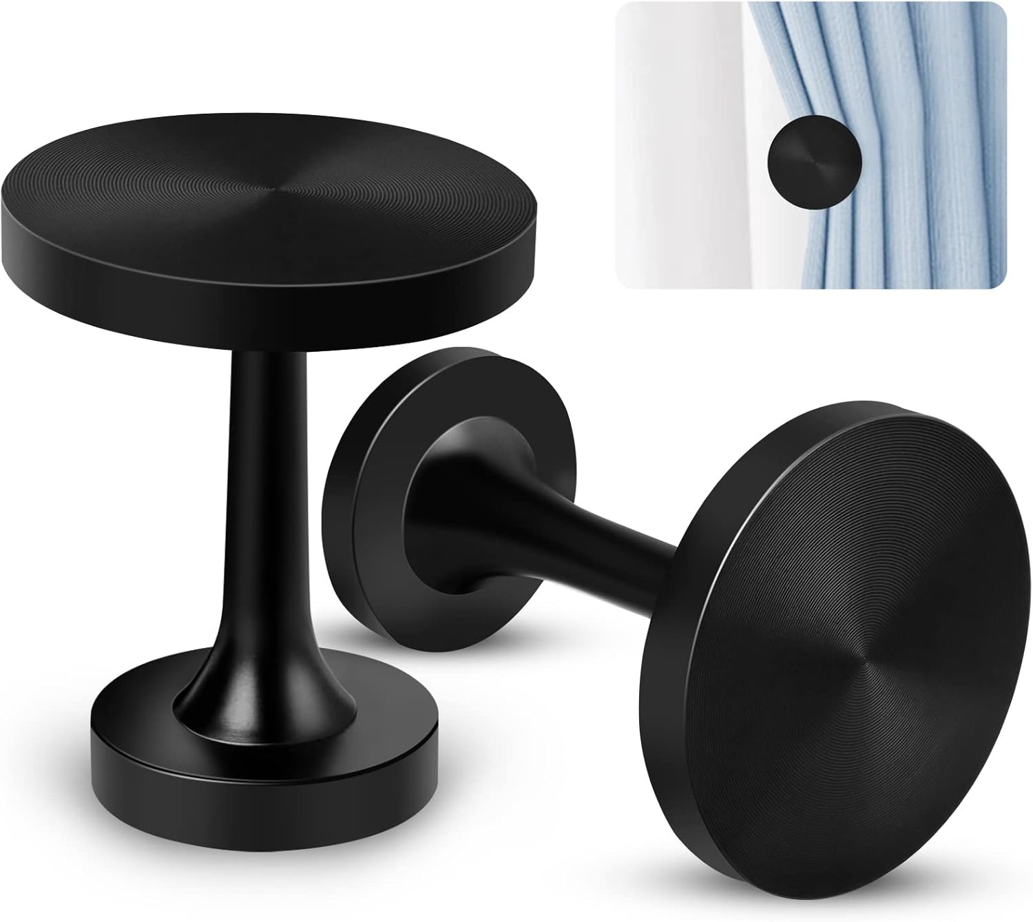 Curtain Holdbacks, A Pair Black Metal Curtain Tie Backs Hooks Decorative Medall