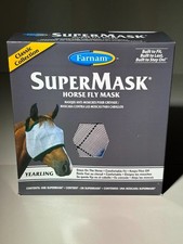 Farnam SuperMask Horse Fly Mask Yearling Navy Blue Gray NIB Classic Style Single