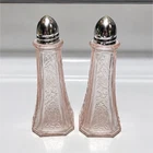 Vintage Anchor Hocking Pink Mayfair Open Rose Salt Shaker Set Depression Glass