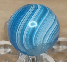.50" ANTIQUE GERMAN MARBLES POWDER BLUE WHITE ONIONSKIN MINT