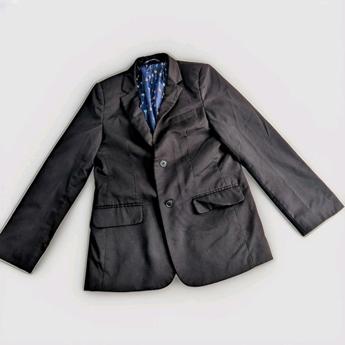 Van Heusen Boys Black Blazer Size 12 With Guitar Printed Lining Special Occasion