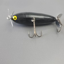 VINTAGE HEDDON Double Propeller FISHING LURE. Black. Yellow. Nice.