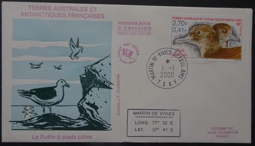 French Antarctic Territory's Pale-footed Shearwaters first day stamp cover