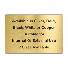 Engraved Brass or Brushed Silver Effect Acrylic Memorial Plaque Sign Bench Plate