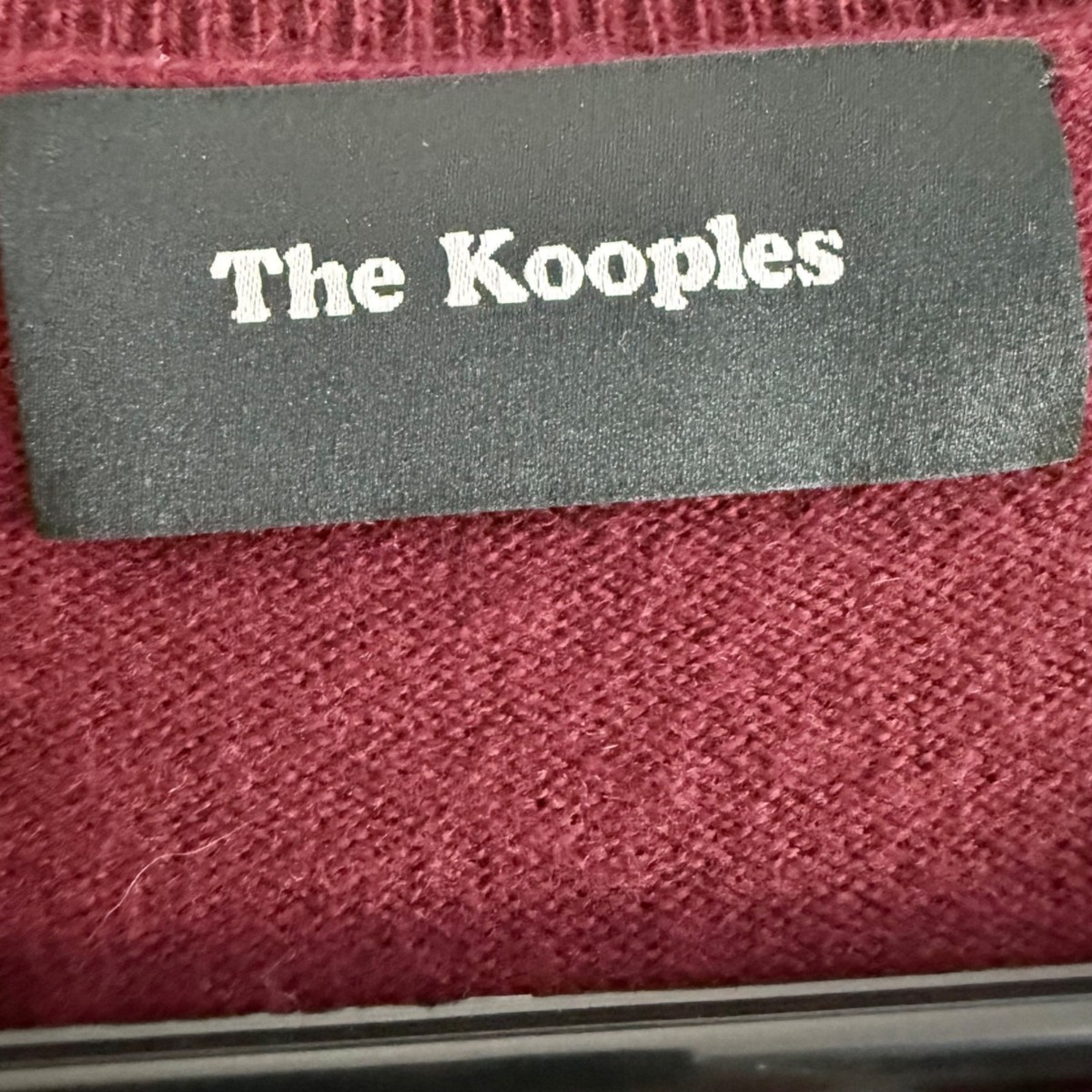 The Kooples Dark Wine Wool Cashmere Pierced Metal Vneck Sweater Womens Size 2 View 3