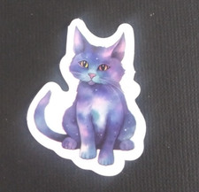 Beautiful Galaxy Night Sky Kitty Cat Sticker 1.58" x 1.25" Z 