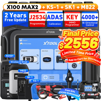 XTOOL X100MAX2 KC501 KS1 SK1 M822 IMMO Key Programmer J2534 ECU Programming Tool