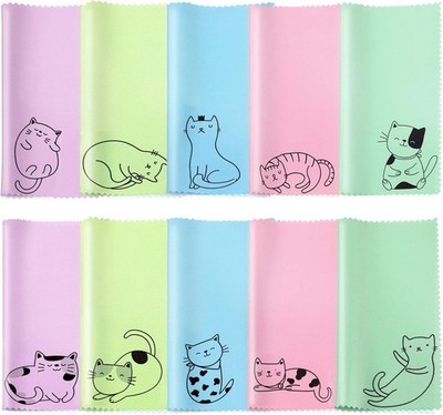 Sinmoe 20 Pcs Microfiber Cleaning Cloth Cute Kitty Cat Design Microfiber Cloth 
