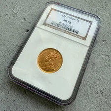 1912 Canada $5 Gold Coin - NGC MS 63
