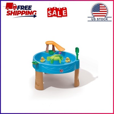 Step2 Duck Pond Blue Plastic Toddler Water Table with 6-Piece Playset