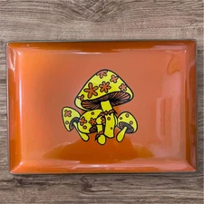 1970s Psychedelic Orange & Yellow Mods Mushroom Tray Takahashi Japan