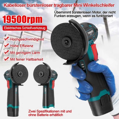 Akku Winkelschleifer 12V Trennschleifer Schleifmaschine Flex Mit 2 Batterien DE