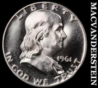 1961 Silver Franklin Half Dollar - Choice Gem Proof  Lustrous  #J9996