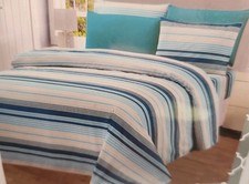 NEW Hotel Bamboo Collection 6PC Sheet Set Multi Blue Stripe - QUEEN.