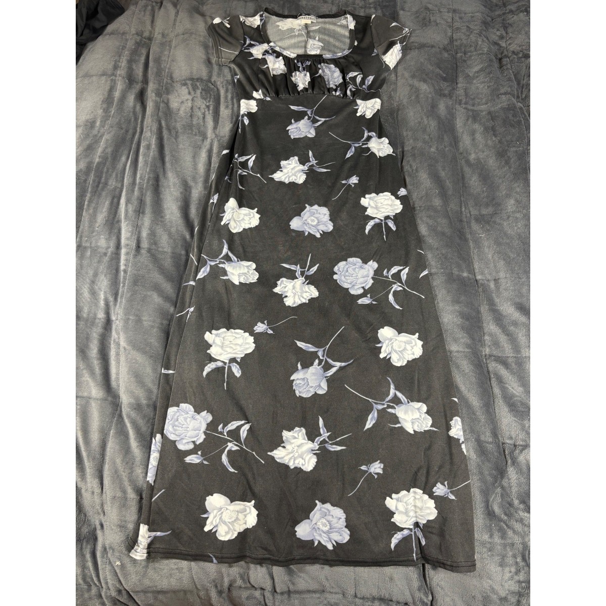 knee length dresses for ladies Mariah Blue Floral Tie Back Long Sleeve Tiered Maxi Dress – Get That Trend main image 1