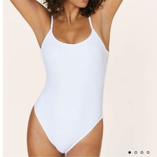 Andie Swim The Laguna One Piece Swimsuit White Ribbed size S NWT