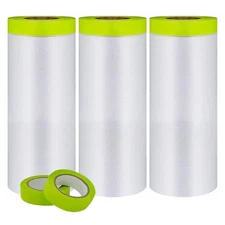 Pre Taped Masking Film Plastic Covering for Painting Projects