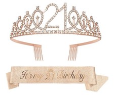 21st Birthday Rose Gold Tiara Sash It s My 21st Birthday Crown NEW
