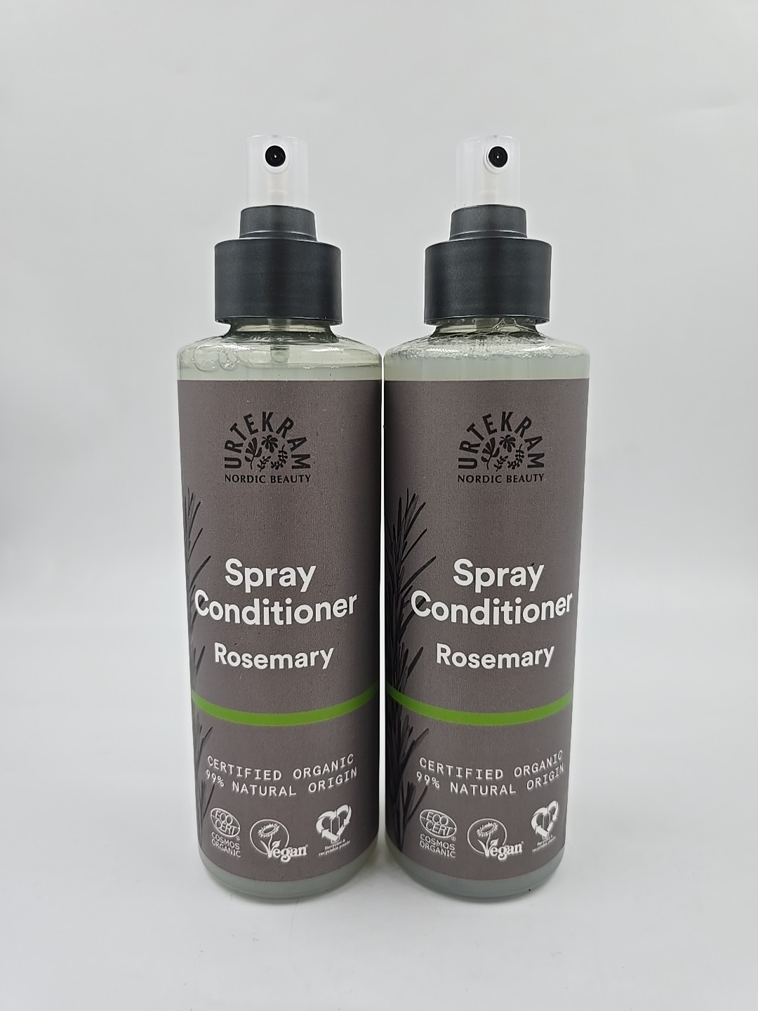 2 X Urtekram Rosemary Leave-In Spray Conditioner 250ml Nourishing for Fine Hair