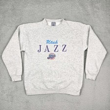 Vintage Utah Jazz Logo 7 Mens Medium Pullover Long Sleeve Crewneck NBA USA Made