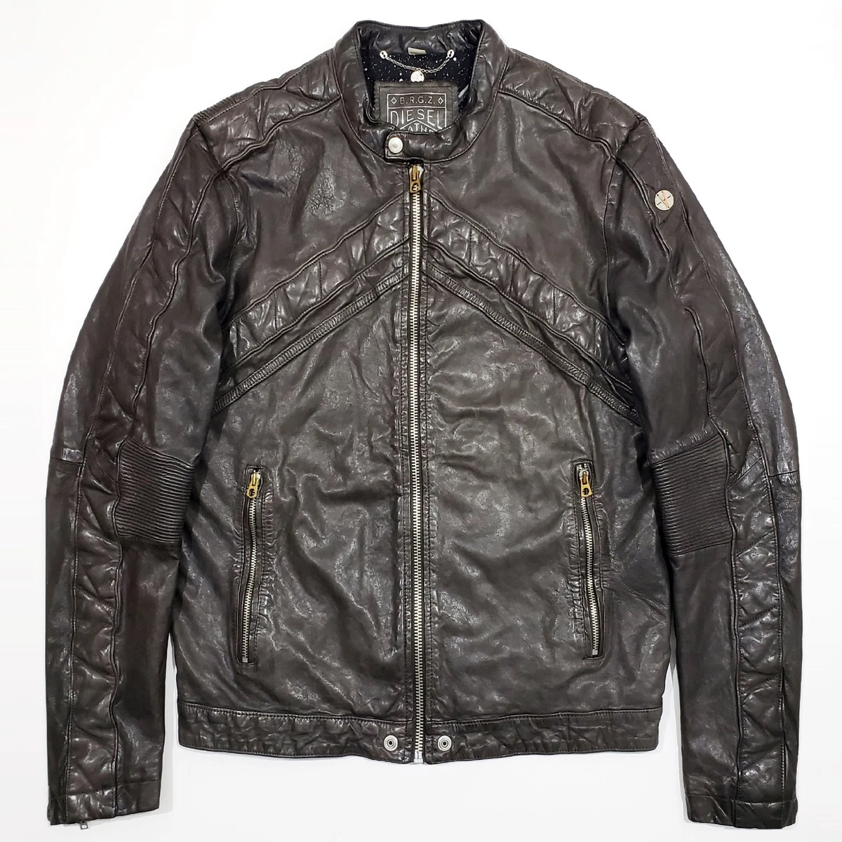 Diesel Leather Outer Shell Brown Coats, Jackets & Vests for Men
