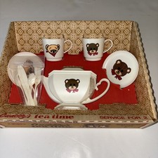 Vintage MCM Processed Plastic Cuddly's Tea Time Service for 2 Pretend Play Boxed